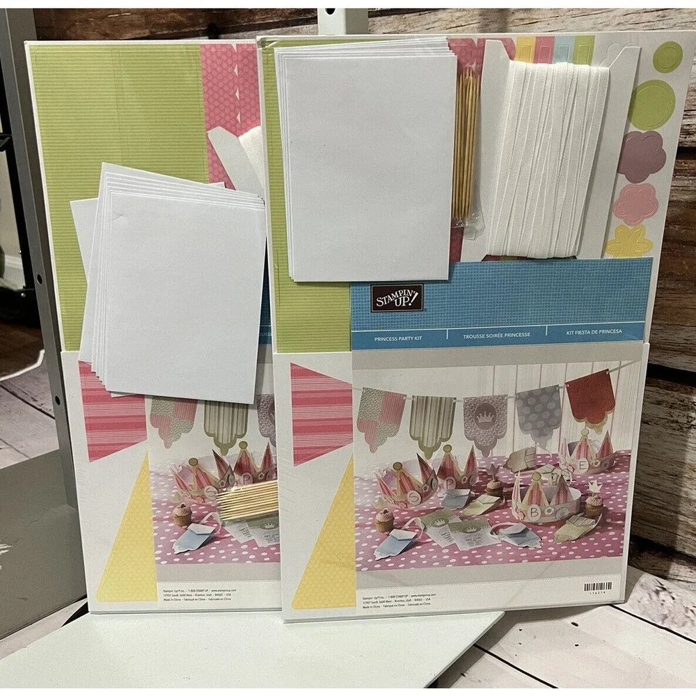 (2) Stampin' Up Princess Party Kit Invitations Decorations Crown Tiara Crafts